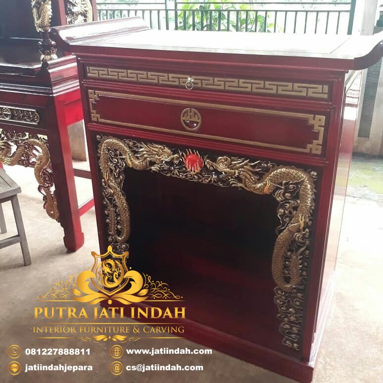 Meja Altar Motif  Ukir Naga Putra Jati  Indah Furniture